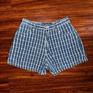 Vintage Breaker Blue Jeans Blue Plaid women’s  Shorts